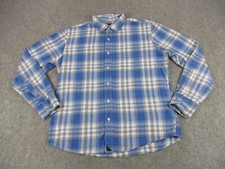 UNTUCKit Shirt Mens Medium Blue White Flannel Plaid Button Up Office Career