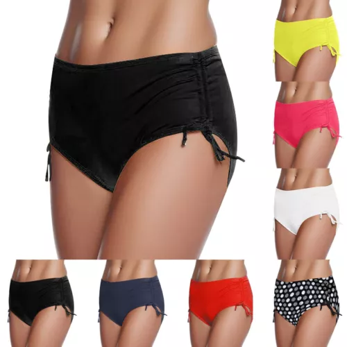 Women High Waisted Bikini Bottoms Swim Briefs Beach Shorts Drawstring Swimwear +