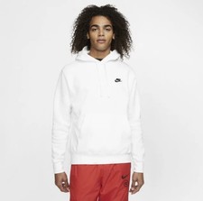 Nike Club Pullover Hoodie White Black BV2654-100 Men's Size M New