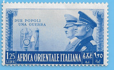 Italia 1941 Africa Hitler Mussolini Terzo Reich Asse 1,25 Francobollo MNH WW2 EPOCA Sc#40