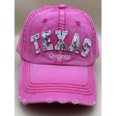Robin Ruth Texas Pink Distressed Baseball Cap Adjustable Women s Hat