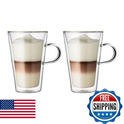 Bodum 13.5oz Canteen Insulated Glass Mug, Double Wall High Heat Borosilicate Gla