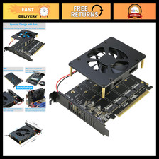 4 Ports NVMe PCIe Adapter Card, M.2 to PCI-e 4.0/3.0 with Fan Support, Bifurcati