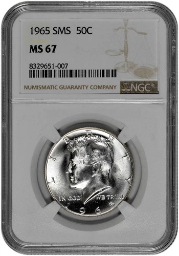 1965 SMS 50c Kennedy Half Dollar NGC Graded MS 67 in New Holder