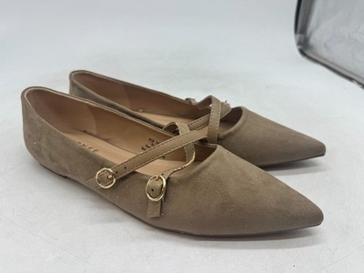 Journee Collection Women's Taupe Patricia Flats Pointed Toe Slip On Shoes - 12