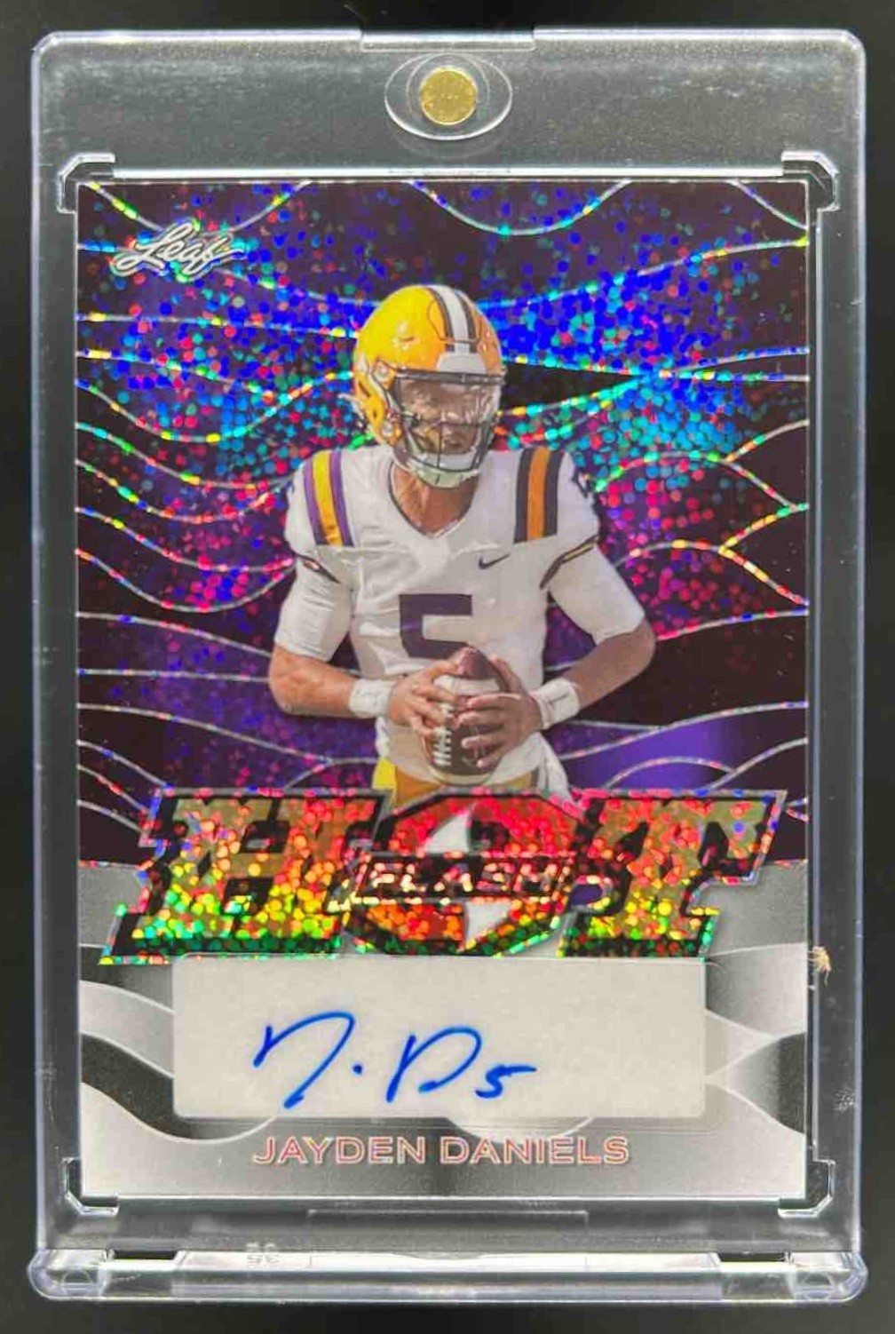 Jayden Daniels Leaf Eclectic Flash Hot Flash Autographs #JD1 Purple