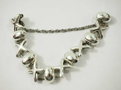 Sehr schönes Vintage dickes ''X-O'' Gliederarmband Sterlingsilber 6,5''