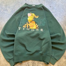 Vintage 90s Disney Store Tigger Winnie the Pooh Green Crewneck Sweatshirt