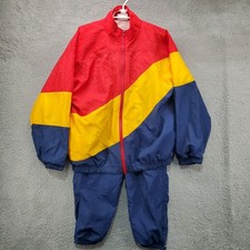 Vintage Team Colors Tracksuit Size Medium Colorblock Nylon Blue Red Yellow