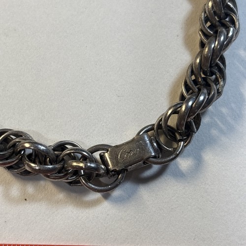 Vintage Cora Rope Chain Bracelet Silver Tone Twist Link 8” Unisex Jewelry - Picture 2 of 4