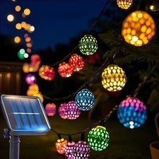 LED Ball String Lights Solar 8 Modes Outdoor Wedding Xmas Halloween Decor Party