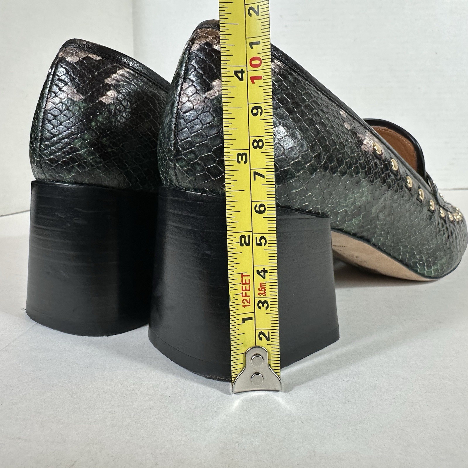 TORY BURCH Studded PYTHON Embossed Block Heel Chu… - image 19