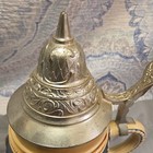 German-Style Breweriana Lidded Beer Stein w/ Pewter Hinged Lid, Painted Scenes — photo 3