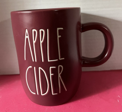 Rae Dunn Mug-- Artisan Collection by Magenta- -''APPLE CIDER''  Maroon--pre-owned