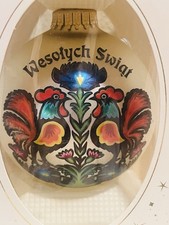 Polish Glass Christmas Ornament Roosters , Made In USA, NEW In Box