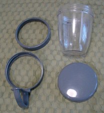 Nutribullet 900 parts - 1 x 8oz cup, lid, rim & rim with handle - grey