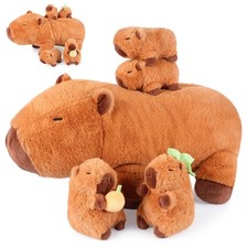 5-in-1 Capybara Animals with Babies Inside, 5Pcs Set Capybara Plush with Momm...