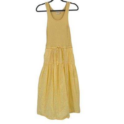 Nation LTD Frannie Combo Midi Dress In Popcorn Yellow Size XS Organic Pima RARE
