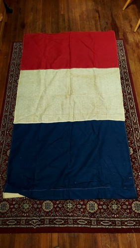 Vintage Cotton Sewn France Flag Cloth Old French Antique Textile 74 By 40