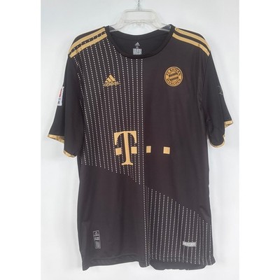 Adidas FC Bayern Munchen 21-22 Away Jersey Lewandowski 9 Black Gold Mens 3XL EUC