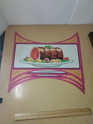 Drei Vintage Lebensmittelgeschäft Werbung für Rindfleisch Gummistiefel/gerollte Schinken - 19,5"x16"