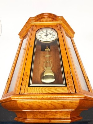 Curio Oak Cabinet Wall Clock Beautiful Quartz Westminster