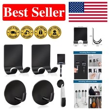 Heavy Duty Razor Holder and Durable Adhesive Hooks for Bathroom - 2 2 Pack