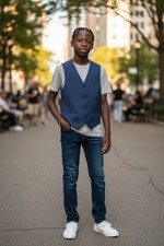 Chaps Navy Blue Suit Vest boys Size 8