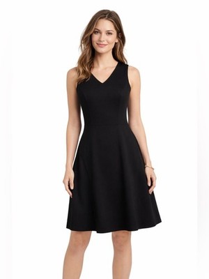 LANDS' END BLACK A-LINE DRESS KNEE LENGTH SLEEVELESS SZ M EUC | eBay