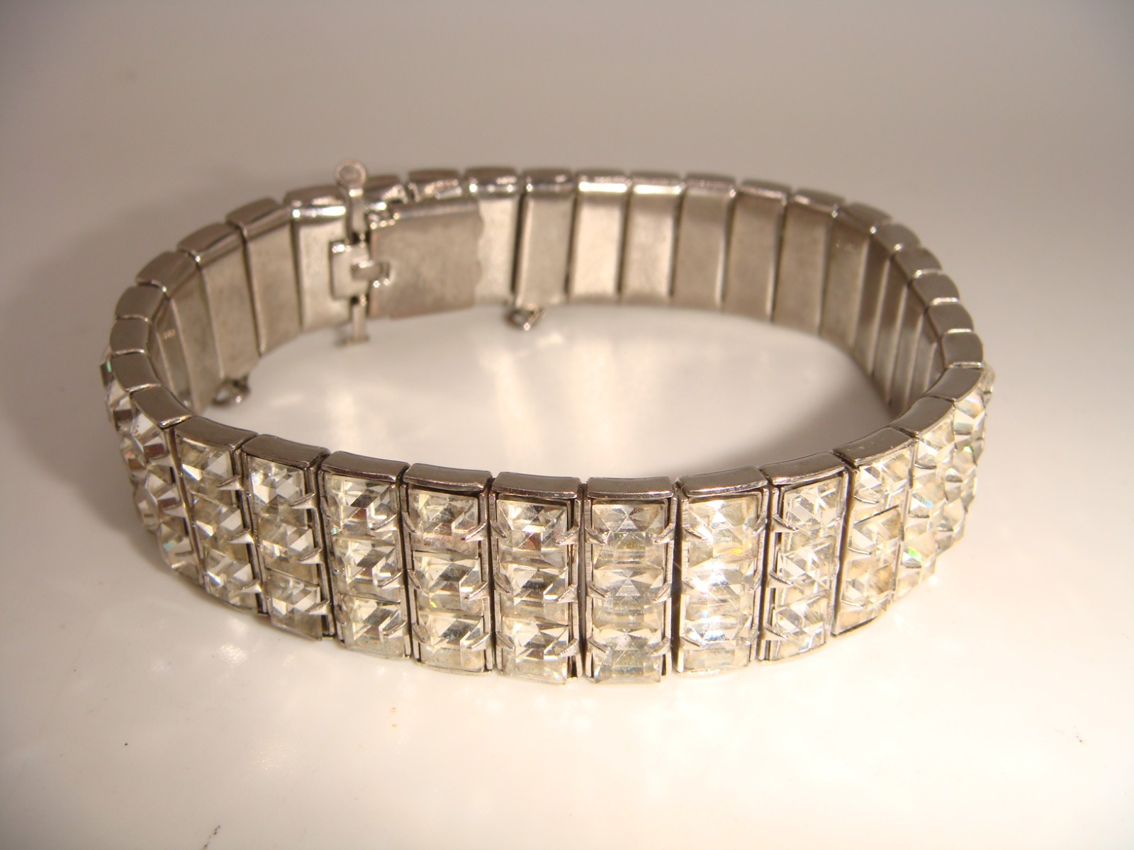 VINTAGE ART DECO RECTANGULAR RHINESTONE BRACELET … - image 3