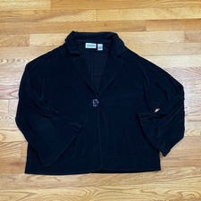 Chico's Travelers Blazer Womens 2 Large Black Acetate Spandex Single Button Chic