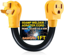 50Amp Welder Adapter Cord Compatible with Nema 10-50P to 6-50R Cord, 3 Prong Ran