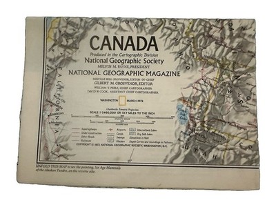 1972 Map Of Canada- Ice Age Mammals Tundra Poster   Ephemera Nat Geo Vintage