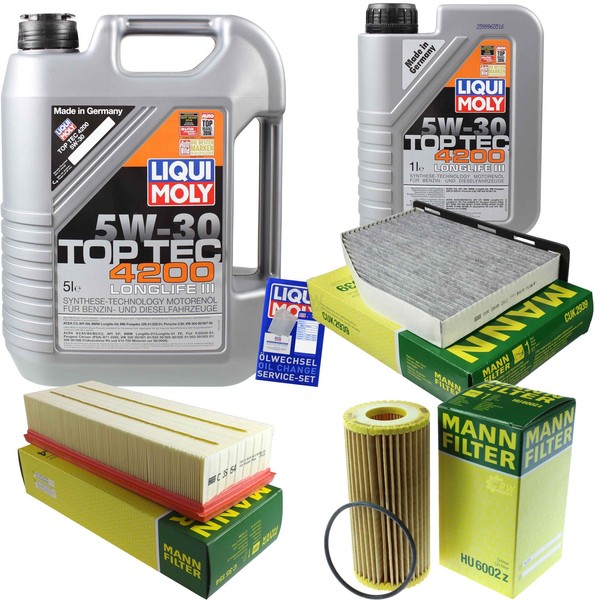 Mann Inspektionspaket 6L Liqui Moly Top Tec 5W-30 FüR Audi Q3 2.0 Tfsi Quattro-image