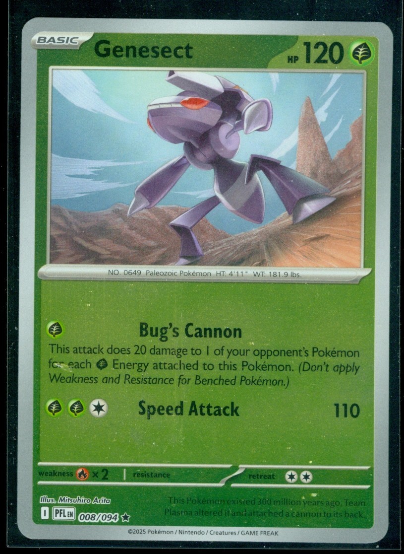 Pokemon GENESECT 008/094 - Phantasmal Flames - RARE Rev Holo - MINT