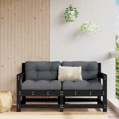 Outdoor Ecksofa Schrank Schwarz Kiefernholz Kiefer massiv 62x62x70,5cm Modular Outdoor
