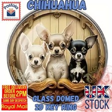 Chihuahua Glass Domed Keyring – Cute Dog Lover Gift | Small Dog Keepsake