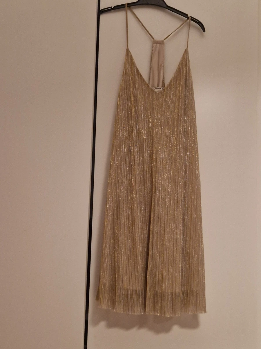 forever 21 plunging metallic mini gold dress FOREVER 21 Gold sequinned mini dress , Sparkly,