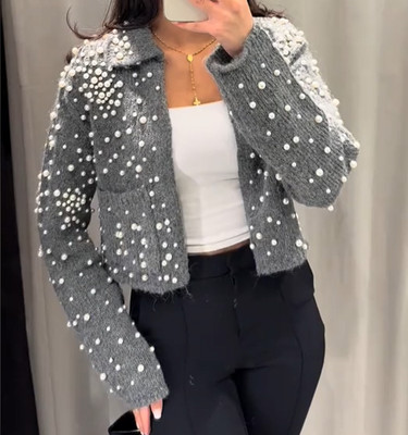 ZARA ROSA OVERSIZED MIDIKLEID MIT KONTRASTSTICKEREI UND LANGEN BALLONÄRMELN