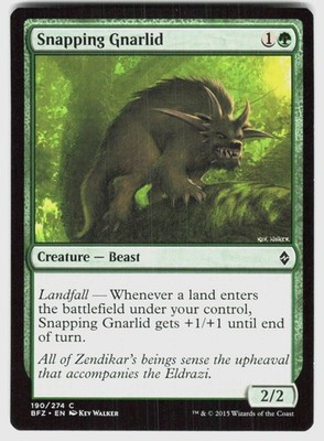 SNAPPING GNARLID 190 C BATTLE FOR ZENDIKAR MAGIC: THE GATHERING NM/M