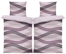4 teilig Bettwäsche 135x200 cm Welle lila modern Biber Winter Flanell Baumwolle