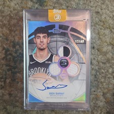 Topps 2025-26 Topps 3 Ben Saraf Rookie 3 Patch Auto RPV-BS /49 Nets