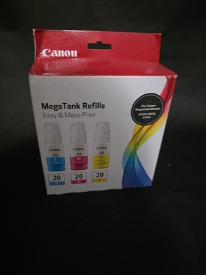 Canon MegaTank Refills 3-Pack Ink Bottles GI-20 CMY For Models G5020/G6020/G7020