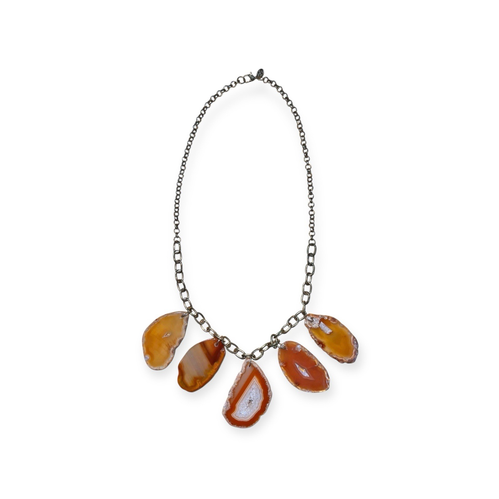 GEMSTONE STATEMENT NECKLACE AGATE QUARTZ GEODE FA… - image 21