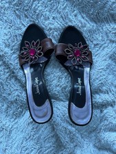 Vintage Small Heels with Flower Detail Women’s Shoes Size 5 EU 38 UK Brown Used