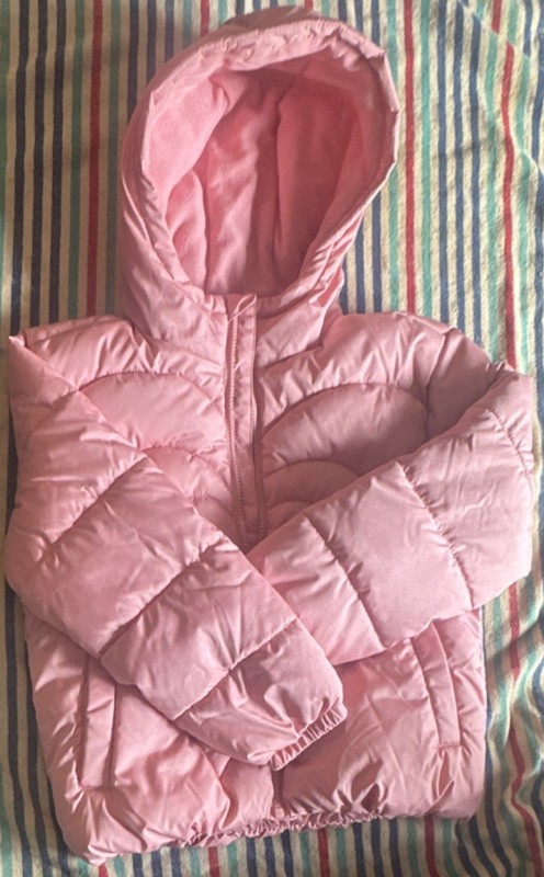 Old Navy Pink Hooded Water-Resistant Puffer Jacket Zip Girls Size M (8)