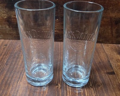 2 Jack Daniel's No 7 Brand Tennessee Whiskey Highball Glasses Embossed New 