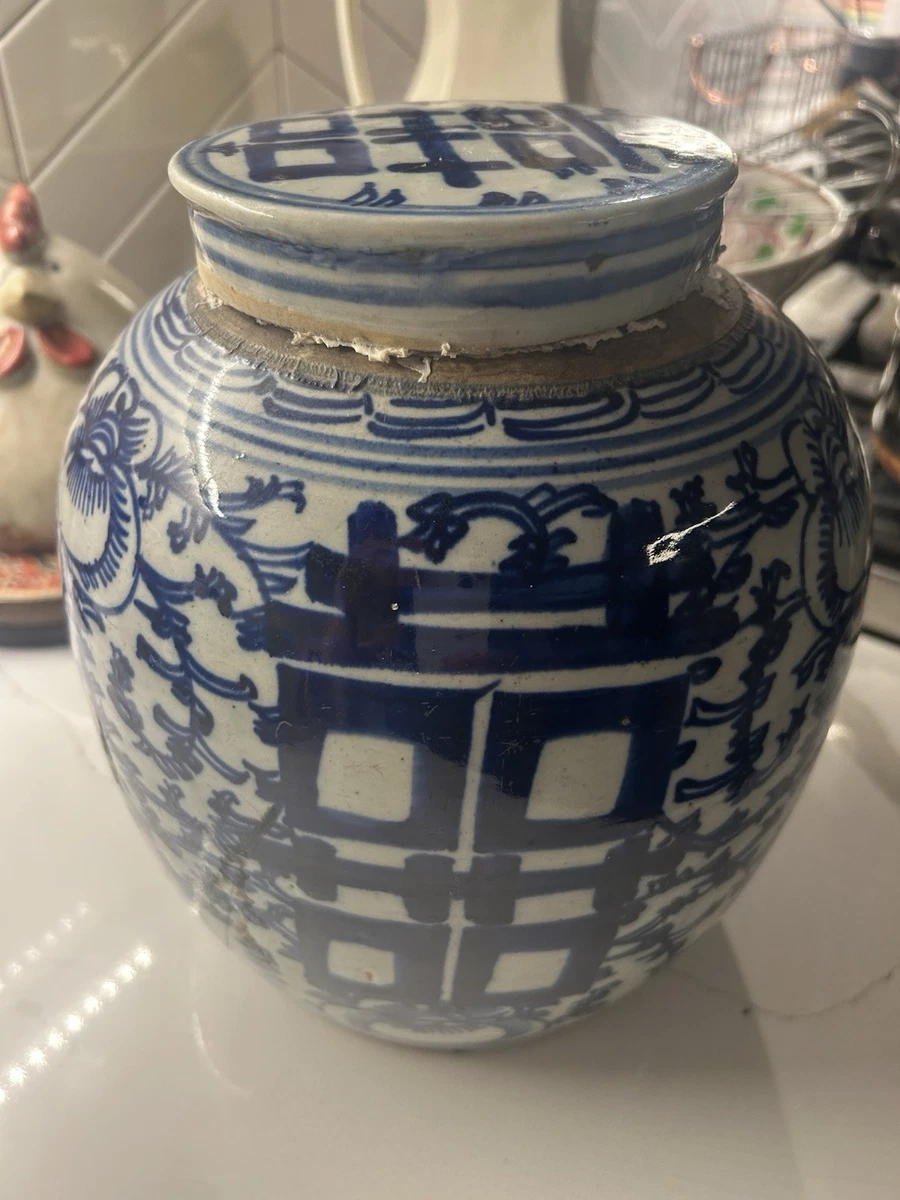 蓝色和白色罐在中国古董花瓶| eBay