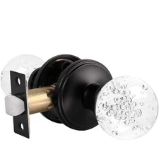 Knobwell Keyless Passage Glass Door Knob, Oil Rubbed Bronze