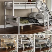 Triple Sleeper Bunk Bed Solid Wood Frame Childrens Kids Double & Single 4FT6 3FT